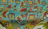 Custom Made Traditional Serapi Red And Blue Hand Knotted Wool Rug