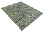 Custom Made Traditional Teal Oushak Hand Knotted Wool Rug