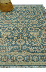Custom Made Traditional Teal Oushak Hand Knotted Wool Rug