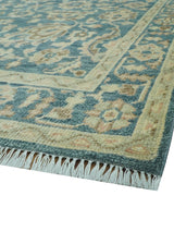 Custom Made Traditional Teal Oushak Hand Knotted Wool Rug