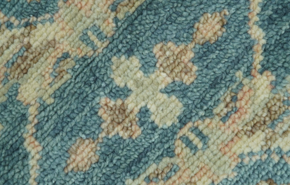 Custom Made Traditional Teal Oushak Hand Knotted Wool Rug