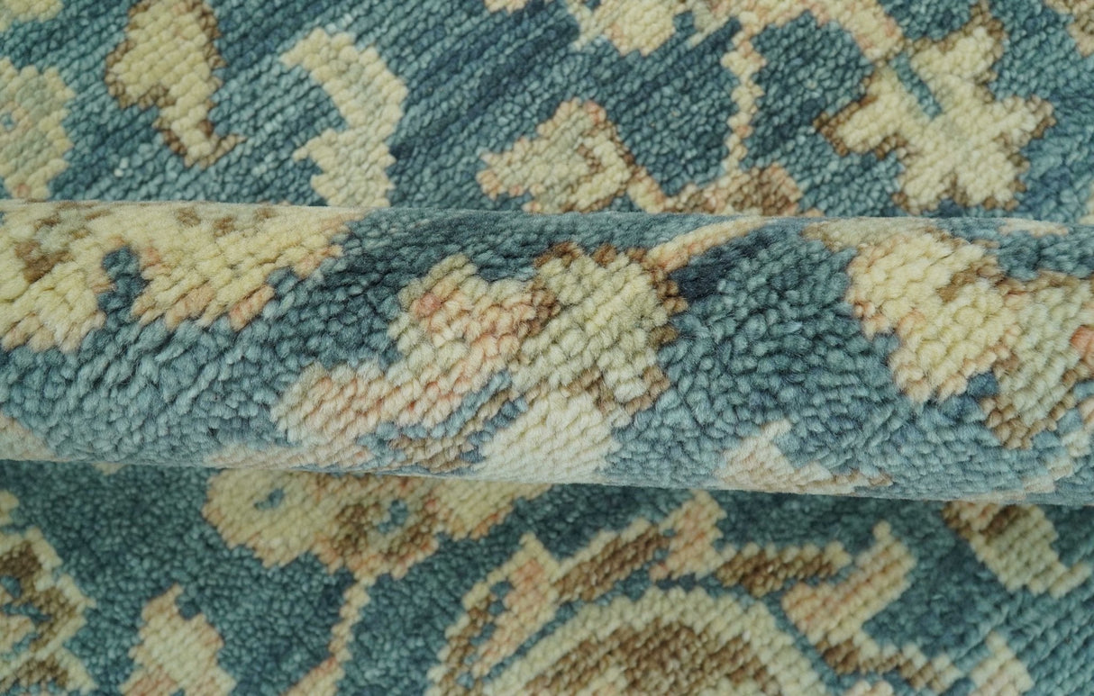Custom Made Traditional Teal Oushak Hand Knotted Wool Rug