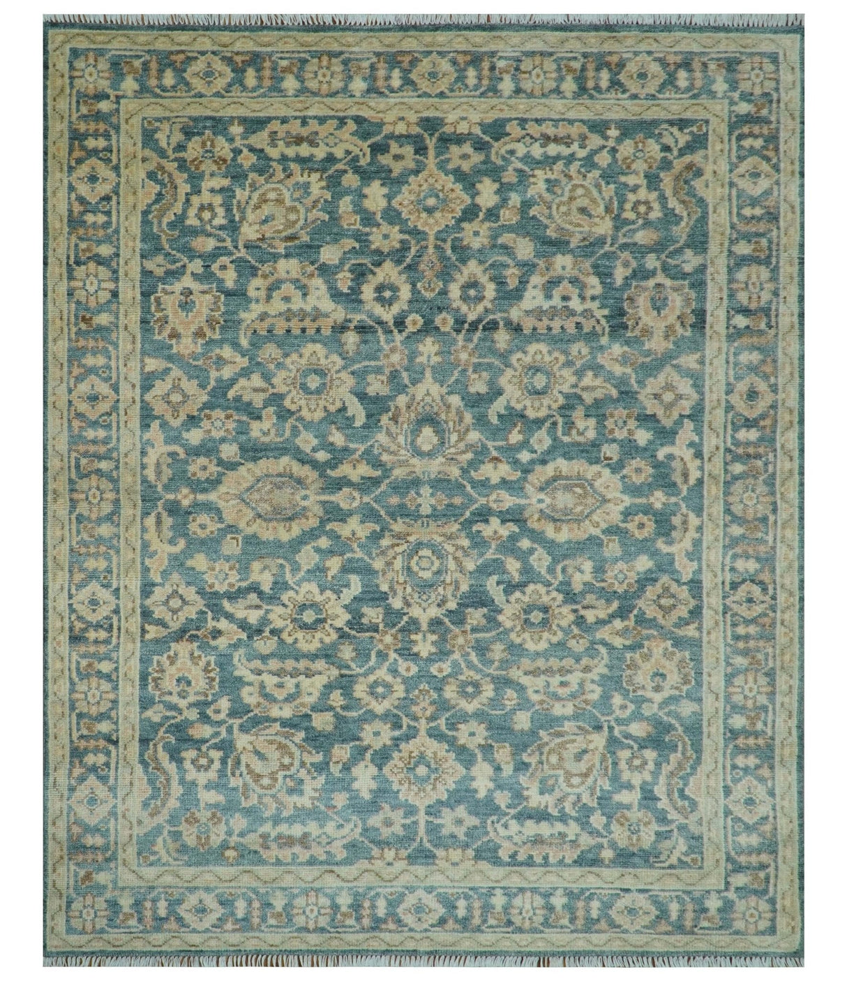 Custom Made Traditional Teal Oushak Hand Knotted Wool Rug