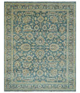 Custom Made Traditional Teal Oushak Hand Knotted Wool Rug