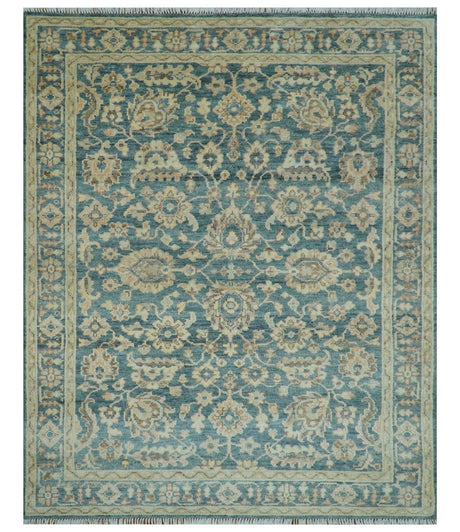 Custom Made Traditional Teal Oushak Hand Knotted Wool Rug