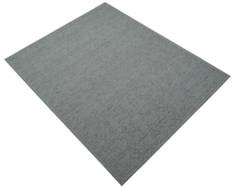 Custom Made Traditional Transitional Gray Hand Tufted wool rug