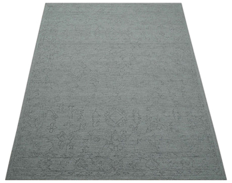 Custom Made Traditional Transitional Gray Hand Tufted wool rug