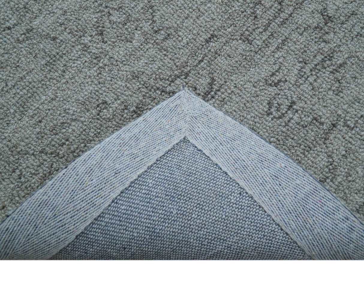 Custom Made Traditional Transitional Gray Hand Tufted wool rug