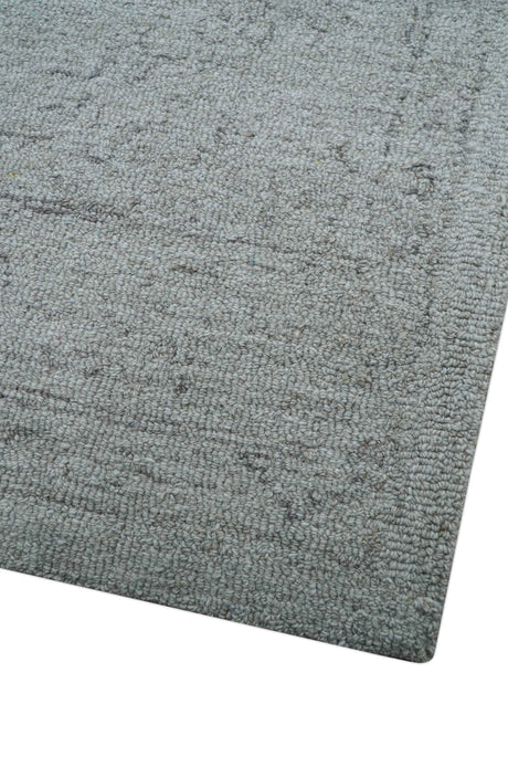 Custom Made Traditional Transitional Gray Hand Tufted wool rug