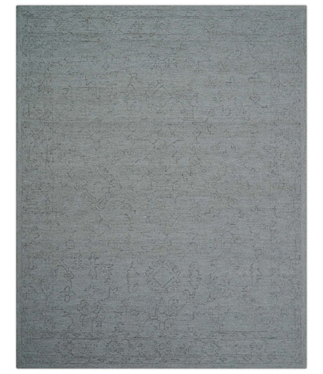 Custom Made Traditional Transitional Gray Hand Tufted wool rug