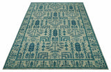 Custom Made Traditional Tree of Life Teal And Ivory Hand Knotted Wool Rug