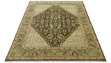 Custom Made Traditional Tribal Beige And Brown Hand Knotted wool area rug