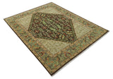 Custom Made Traditional Tribal Beige And Brown Hand Knotted wool area rug