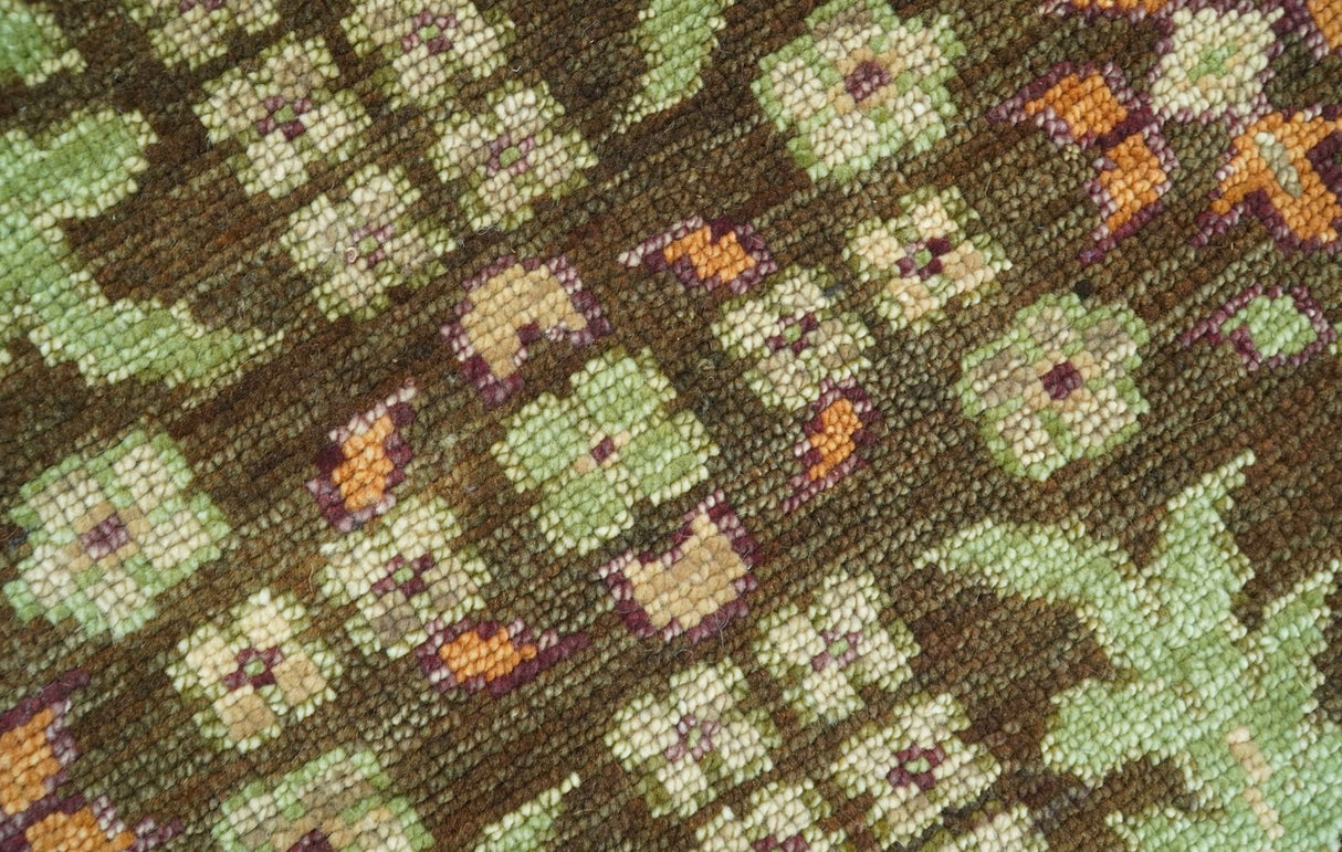 Custom Made Traditional Tribal Beige And Brown Hand Knotted wool area rug