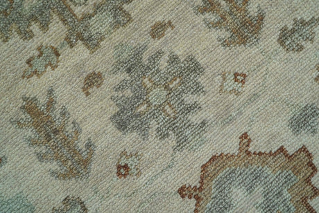 Custom Made Traditional Turkish Beige Hand knotted Wool Area Rug