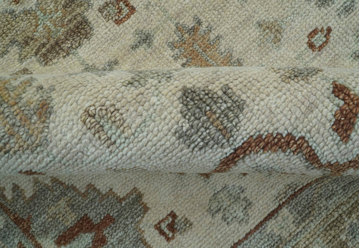 Custom Made Traditional Turkish Beige Hand knotted Wool Area Rug