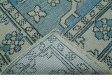 Custom Made Traditional Turkish Blue And Ivory Hand Knotted Wool Area Rug