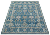 Custom Made Traditional Turkish Blue Hand knotted Wool Rug