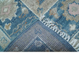 Custom Made Traditional Turkish Blue Hand knotted Wool Rug