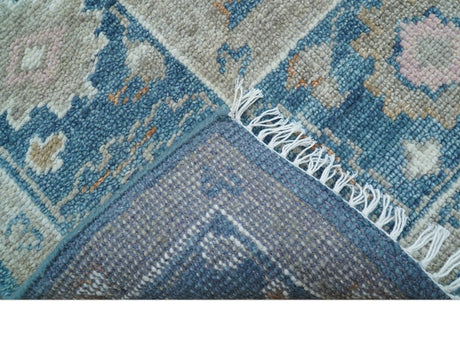 Custom Made Traditional Turkish Blue Hand knotted Wool Rug