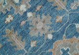 Custom Made Traditional Turkish Blue Hand knotted Wool Rug