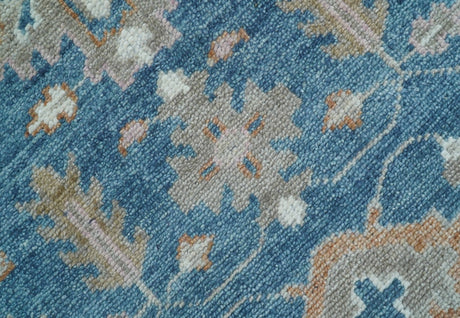 Custom Made Traditional Turkish Blue Hand knotted Wool Rug