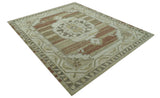 Custom Made Traditional Turkish Design Beige And Rust Hand knotted Wool Area Rug