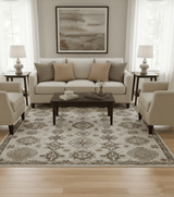 Custom Made Traditional Turkish Design Beige Hand Knotted Natural Wool Area Rug