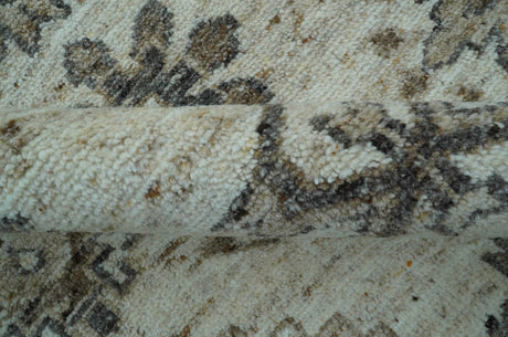 Custom Made Traditional Turkish Design Beige Hand Knotted Natural Wool Area Rug