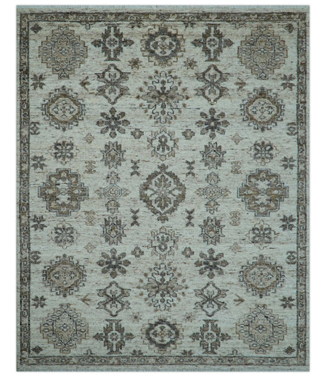 Custom Made Traditional Turkish Design Beige Hand Knotted Natural Wool Area Rug