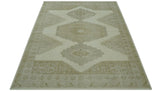 Custom Made Traditional Turkish Design Beige Hand knotted Wool Area Rug