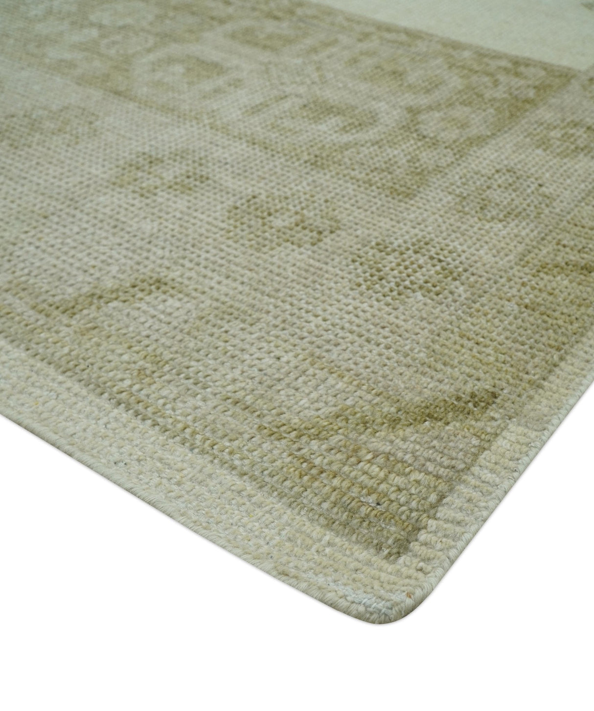 Custom Made Traditional Turkish Design Beige Hand knotted Wool Area Rug