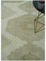 Custom Made Traditional Turkish Design Beige Hand knotted Wool Area Rug