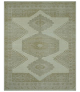 Custom Made Traditional Turkish Design Beige Hand knotted Wool Area Rug