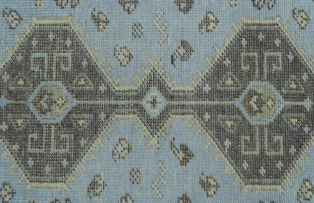 Custom Made Traditional Turkish design Blue And Brown Hand Knotted Wool Area Rug