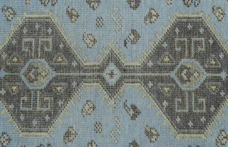Custom Made Traditional Turkish design Blue And Brown Hand Knotted Wool Area Rug