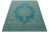 Custom Made Traditional Turkish Design Blue Hand Knotted Wool Area Rug