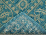 Custom Made Traditional Turkish Design Blue Hand Knotted Wool Area Rug