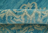 Custom Made Traditional Turkish Design Blue Hand Knotted Wool Area Rug