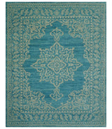Custom Made Traditional Turkish Design Blue Hand Knotted Wool Area Rug