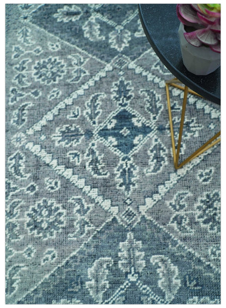 Custom Made Traditional Turkish Design Gray Hand Knotted Wool Area Rug