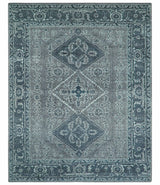 Custom Made Traditional Turkish Design Gray Hand Knotted Wool Area Rug