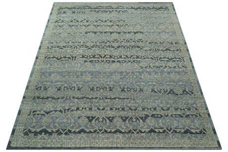 Custom Made Traditional Turkish Gray And Charcoal Hand Knotted Wool Rug