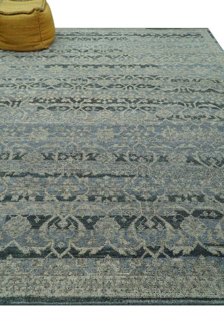 Custom Made Traditional Turkish Gray And Charcoal Hand Knotted Wool Rug