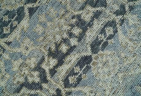 Custom Made Traditional Turkish Gray And Charcoal Hand Knotted Wool Rug