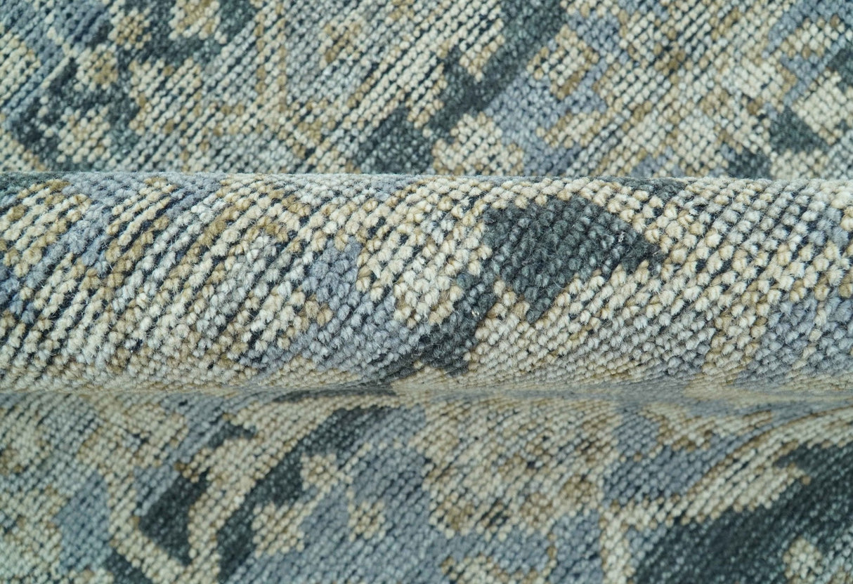 Custom Made Traditional Turkish Gray And Charcoal Hand Knotted Wool Rug