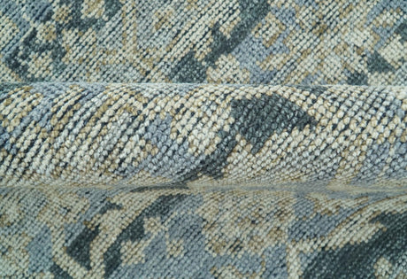 Custom Made Traditional Turkish Gray And Charcoal Hand Knotted Wool Rug
