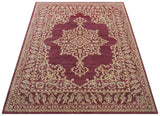 Custom Made Traditional Turkish Maroon And Beige Hand Knotted Wool Rug