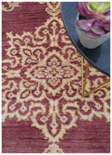 Custom Made Traditional Turkish Maroon And Beige Hand Knotted Wool Rug