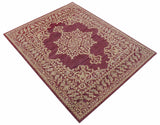 Custom Made Traditional Turkish Maroon And Beige Hand Knotted Wool Rug